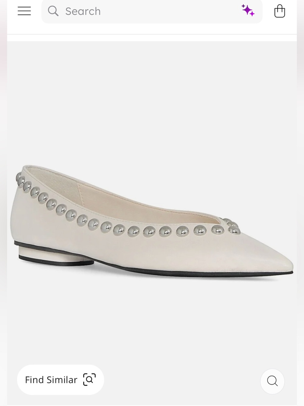 Rebecca Minkoff Cream Pointed Toe Studded Flat
